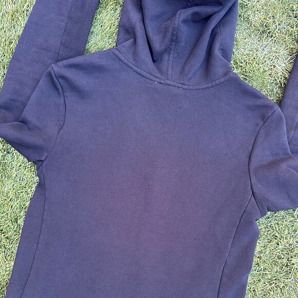 Standard James Perse Estilo Moto Zip Oversized Hood Sweatshirt Jacket blk Size 2 - Picture 11 of 12